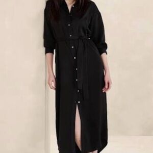 Banana Republic Black Tie Waist Maxi Shirtdress